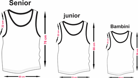 tabella dimensioni per pettorine standard e in rete