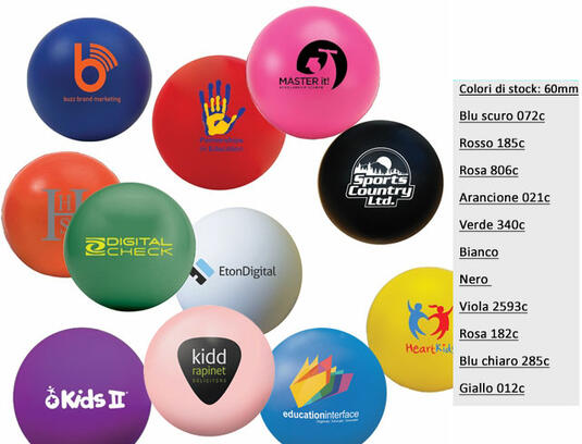 Palline Antistress colori disponibili a magazzino in Ø 60mm