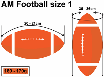 Tabella delle dimensioni Football Americano mis. 1