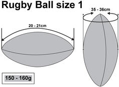 Grafico Misura per palle da Rugby misura 1